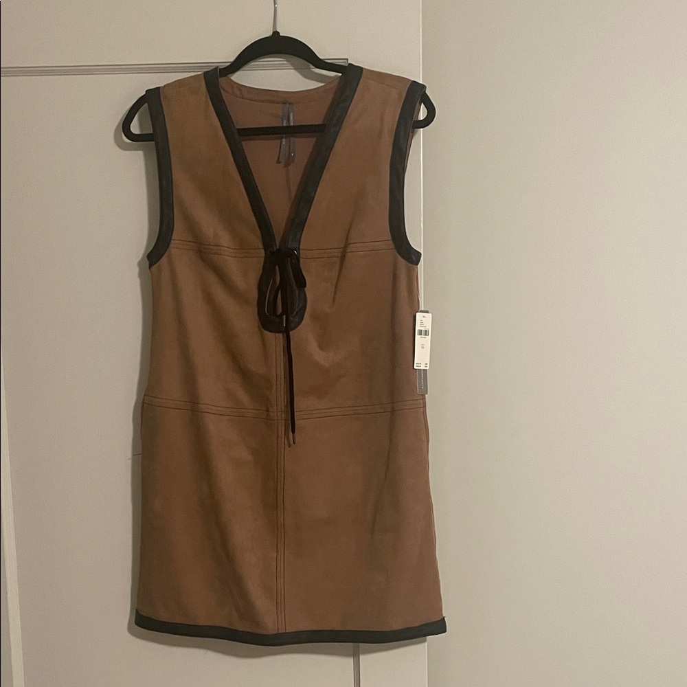 Anthropologie Tan and Black Mini Dress